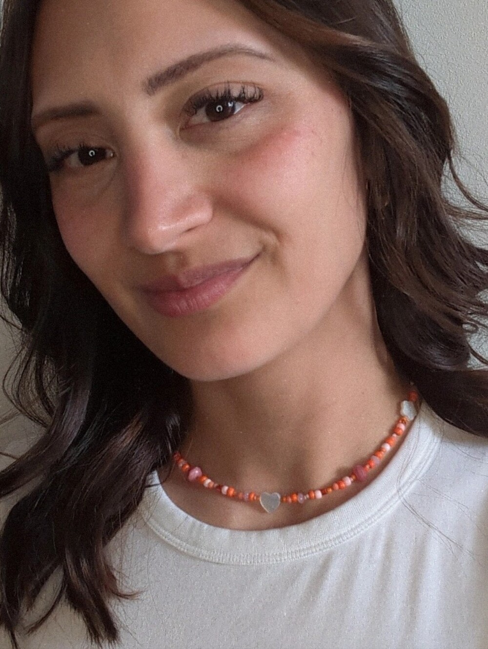 Full Bead Mode Peach Beaded Necklace